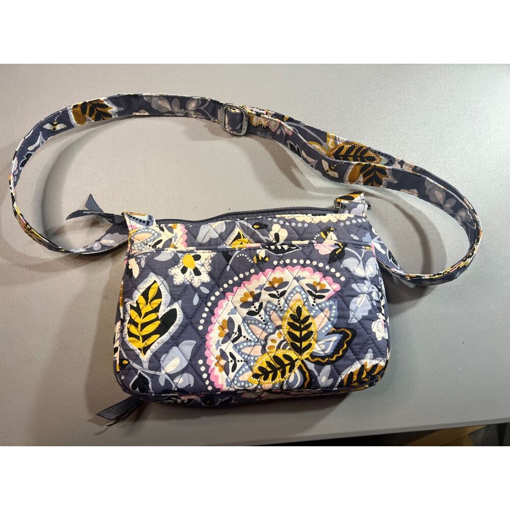 Vera Bradley Little Hipster Crossbody Bag Purse Charmont Meadow Grey Floral